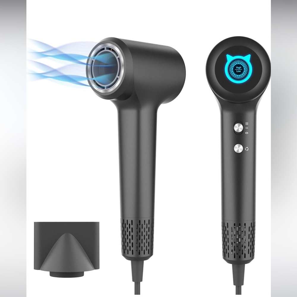NEW! Plasma Hair Dryer (Positive+Negative Ionic) 1500W Dark Gray